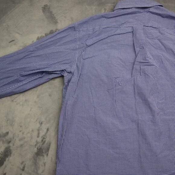 Roundtree Yorke Shirt Mens L Blue Checkered Button Down Long Sleeve Collared Top - Picture 15 of 16